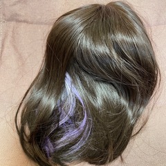 ウィッグ 姫カット ボブ ショート 黒　紫 パープル インナーカラーの画像
