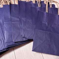 日本製　紙袋　50枚　ネイビー　25×21×12cmの画像