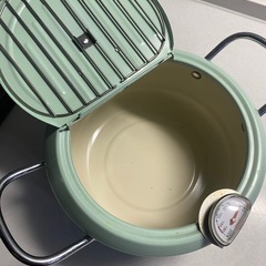 ミントグリーン天ぷら鍋　揚げ物鍋の画像