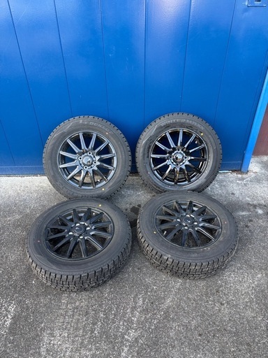 値下げ交渉あり　1シーズンのみ使用 アルミブラックホイール付きスタッドレスタイヤ　ダンロップ　165/70R14 4本セット