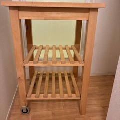 木製キッチンワゴン キャスター付き 2段の画像