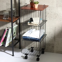 3段スタッキングワゴン　収納　ラック　ゴールドの画像