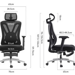 【美品】オフィスチェア 黒 メッシュ フットレスト付の画像