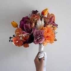 引越しのため売り切り　ウェディングブーケ　オレンジの画像