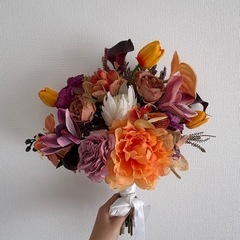 引越しのため売り切り　ウェディングブーケ　オレンジの画像