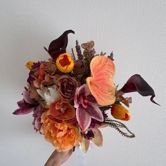 引越しのため売り切り　ウェディングブーケ　オレンジの画像