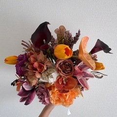 引越しのため売り切り　ウェディングブーケ　オレンジの画像