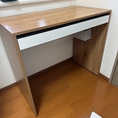 DEVAISE パソコンデスク デスク 机 キーボードスライダー付き 幅85*奥行45*高さ74.5cm コンパクト 木製 組立簡単 在宅勤務 オーク＆ホワイト の画像