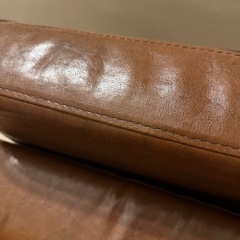 【美品】L字ソファー／ブラウンレザー 合成皮革の画像