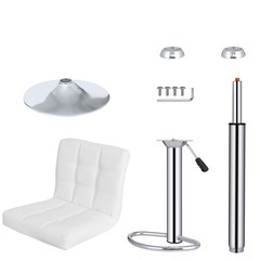 2脚セット カウンターチェア 昇降式 バーチェア 360度回転 高さ調節可能91cm〜112cm PUレザー 足置き 背もたれ付き オシャレ カフェ バー ダイニング キッチンカウンターチェア ホワイトの画像