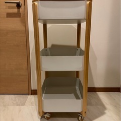 【今週中¥500】キッチンワゴン 天板付き キャスター付き 北欧 スリム おしゃれ 炊飯器 3段 キッチン収納 ワゴン 収納 サイドテーブル サイドワゴン 作業台の画像