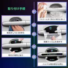 未使用 社外品 N-BOXカスタム 全シリーズ ドアハンドルプロテクター ホログラム 8枚セット 傷防止 傷隠し 防水 滑り止めの画像