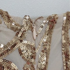 ビーズ刺繍オフショルダーマーメイドドレスの画像