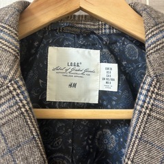 【美品】H&M テーラードジャケット ブラウン系チェック EUR 38の画像