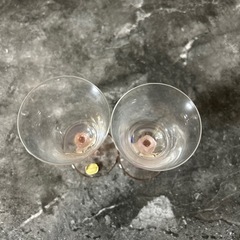 BOHEMIA GLASS ワイングラス ペア　ピンク　ボヘミアグラスの画像