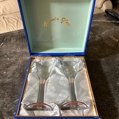BOHEMIA GLASS ワイングラス ペア　ピンク　ボヘミアグラスの画像