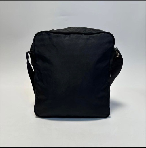 u12【美品】プラダ　三角ロゴ　ナイロン　レザー　ブラック　ショルダーバッグ.