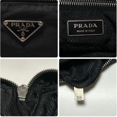 u12【美品】プラダ　三角ロゴ　ナイロン　レザー　ブラック　ショルダーバッグ.の画像