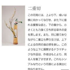 華道具 竹製の花器 2段 二重 根付 いけばなの花器の画像