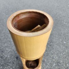 華道具 竹製の花器 2段 二重 根付 いけばなの花器の画像