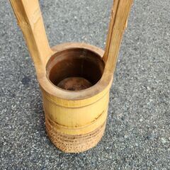 華道具 竹製の花器 2段 二重 根付 いけばなの花器の画像