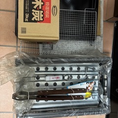 バーベキューコンロと炭3kgの画像