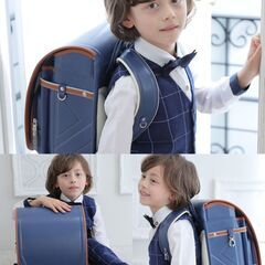 【新品】男の子ランドセル ベーシック&ボーイ 高級合皮 大容量 軽量 6年保証 全国送料無料 スクールバック 小学生通学カバン ネイビー/カーキ② の画像