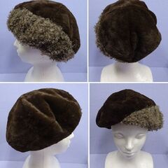 ( E-81 )maxim マキシン ベレー帽 帽子 ブラウン ボア 秋冬 レディース Mサイズ 中古の画像