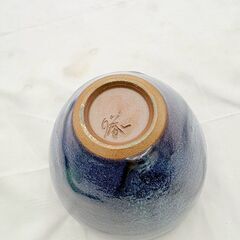 【❗️✨青紫グラデーション✨❗️】陶器 花瓶 青紫釉 小さめサイズ 傷あり現状の画像