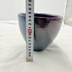 【❗️✨青紫グラデーション✨❗️】陶器 花瓶 青紫釉 小さめサイズ 傷あり現状の画像