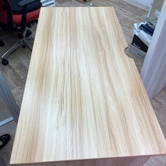 木目デザイン 引き出し付事務机2台の画像