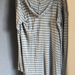 SCHLÜSSEL 2wayロングカーディガン ストライプ指穴付きパーカーS〜Mの画像