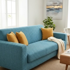 【新品未使用 スペイン製ソファカバー 3人掛 伸縮ブリリオ】の画像