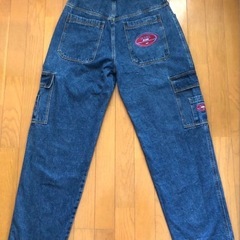 バギー デニムカーゴパンツ フラッグポケット ワイドレッグジーンズの画像