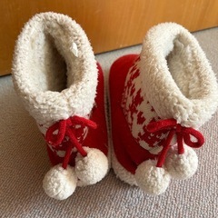 スリッパ　室内履き　クリスマス　赤　防寒　シューズの画像