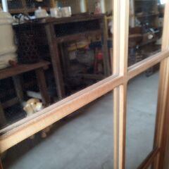 レトロ 鏡 建具 木製 古民家 ミラー ディスプレイ　/MJ-1316 1Fの画像