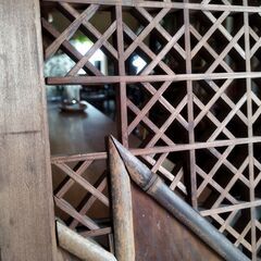 欄間 らんま 建具 梅 ガラス張り 木製 古民家　/MJ-1317 1Fの画像