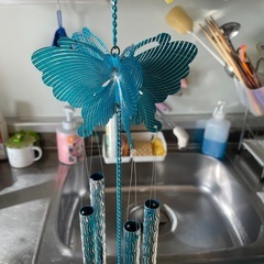 アルミ製 クラシック ドアベル ドアチャイム 蝶 モチーフ 良い音色を奏でます 中古品  の画像