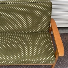 ★状態〇★ 2人掛け ソファ ロージー ドットグリーン 布張り ラブソファ 椅子 の画像
