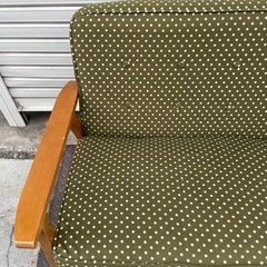★状態〇★ 2人掛け ソファ ロージー ドットグリーン 布張り ラブソファ 椅子 の画像