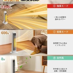 セラミックヒーター❣️1200W 1秒速暖 ECO恒温 省エネ 節電対策 大風量の画像