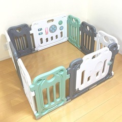 ディアベビー　ベビーサークル　グレー&ティールグリーンの画像