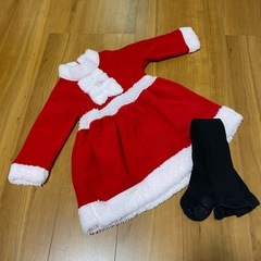 サンタクロース ワンピース コスプレ コスチューム 赤 90cm 帽子付き　タイツはおまけでつけますの画像