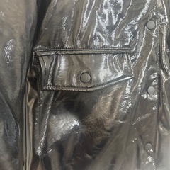 ZARA kids ブラック光沢中綿コート フード付き　134センチの画像