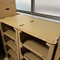 【まとめて40個】スタッキング収納箱 大 レンゴー箱 ダンボール棚 （引き取り限定） の画像