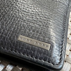 【BOSS 】二つ折り財布 黒 レザー 大谷翔平の画像