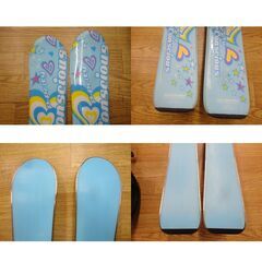 100㎝ ジュニアスキー ビンディング付き 2点セット カービングスキー 水色 女の子 スキー学習 西岡店の画像