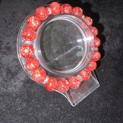 ブラッド爆裂水晶（クラッククォーツ）10mmブレスレット☪️16cmの画像