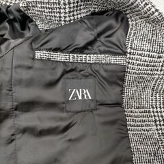【糸島市内 送料無料】ザラ ZARA メンズ グレンチェック ジャケット  アウター  メンズジャケット  グレー アウター ショート丈 きれいめ カジュアル 冬服 おしゃれ 人気 タウンユース、通勤、お出かけ、冬アウター　251203-4Yの画像