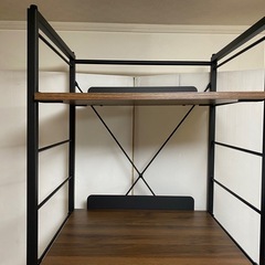 ニトリ　シンプルな冷蔵庫ラック 棚  スチール 木製 ブラウン 多目的 3段 美品の画像